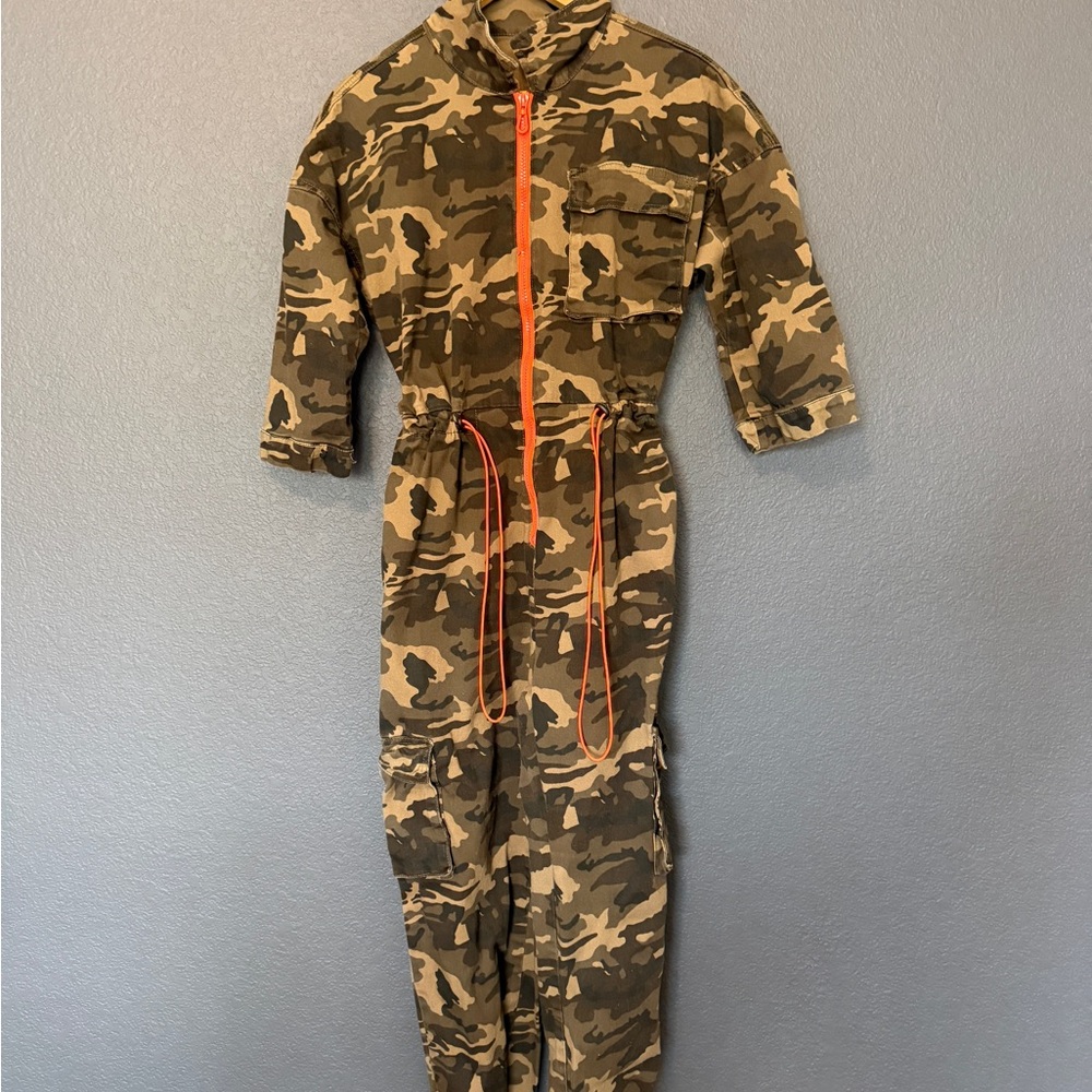 American Bazi Camouflage Jumpsuit with Orange Accents